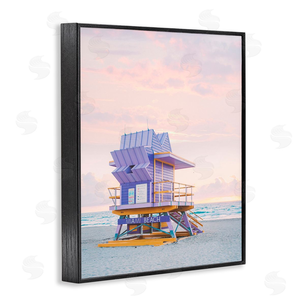 Sisi and Seb Purple Lifeguard Stand Landscape Black Framed Giclee Art Print