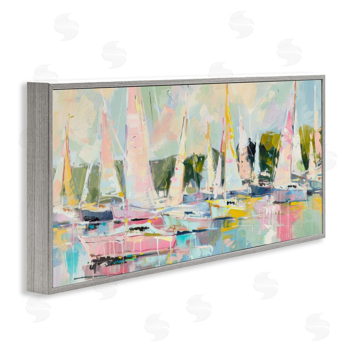 Creative Studio Pastel Sails with Modern Paint Drip Gray Framed Giclee Art Print