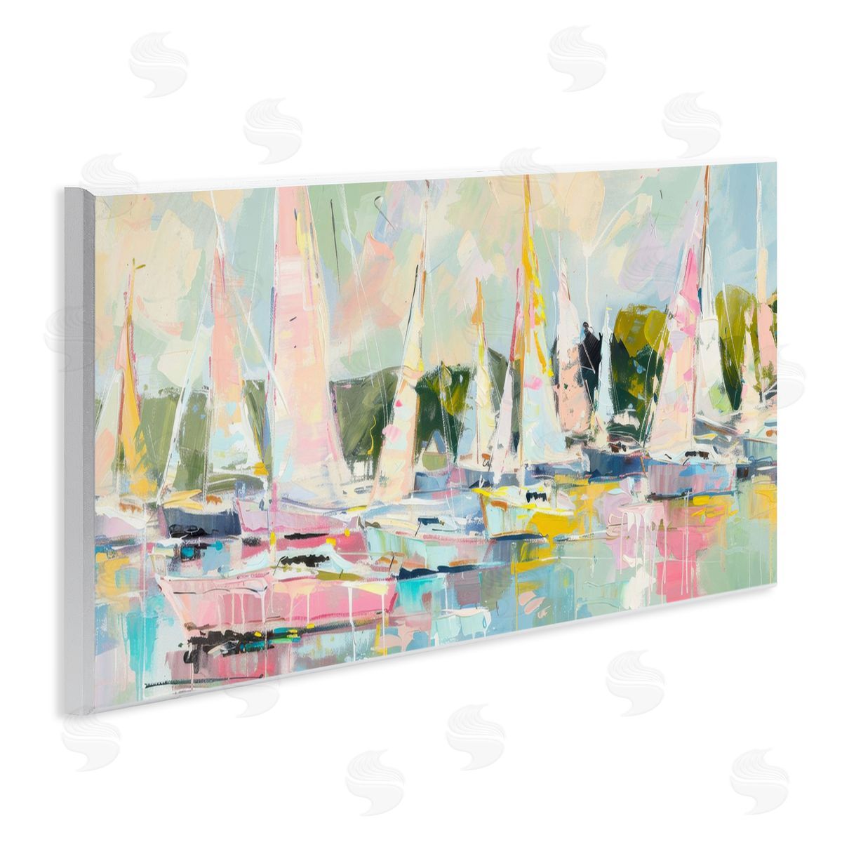 Creative Studio Pastel Sails with Modern Paint Drip Wall Plaque Art Print