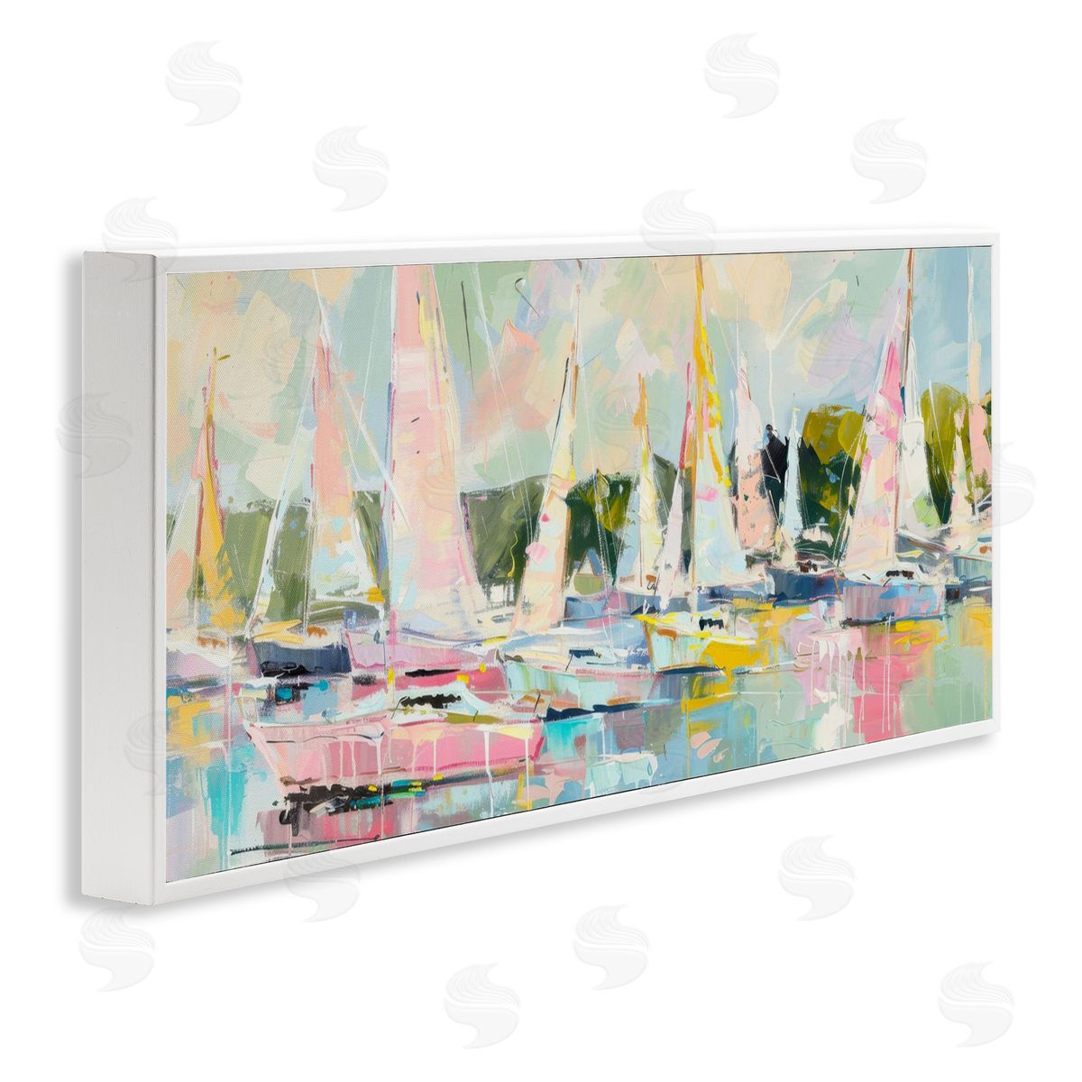 Creative Studio Pastel Sails with Modern Paint Drip White Frame Giclee Art Print