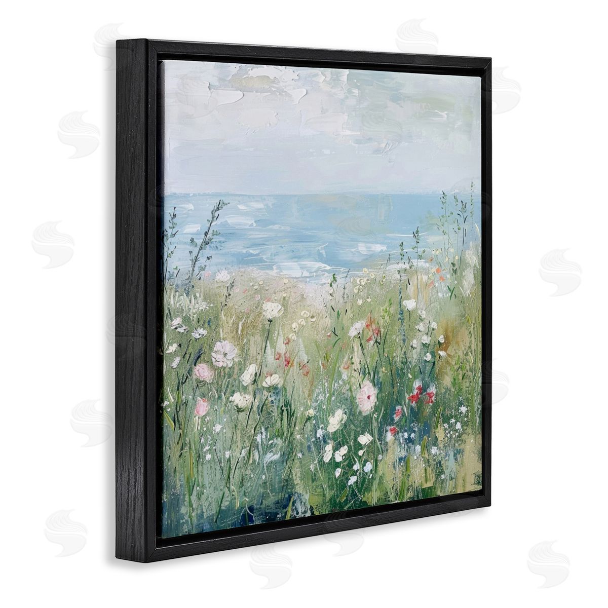 Creative Studio Wildflowers By The Sea Black Floating Frame Canvas Wall Art Print