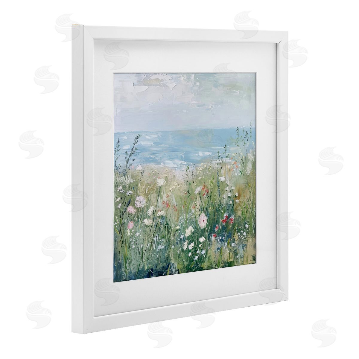 Creative Studio Wildflowers By The Sea White Framed Print Under Glass Art
