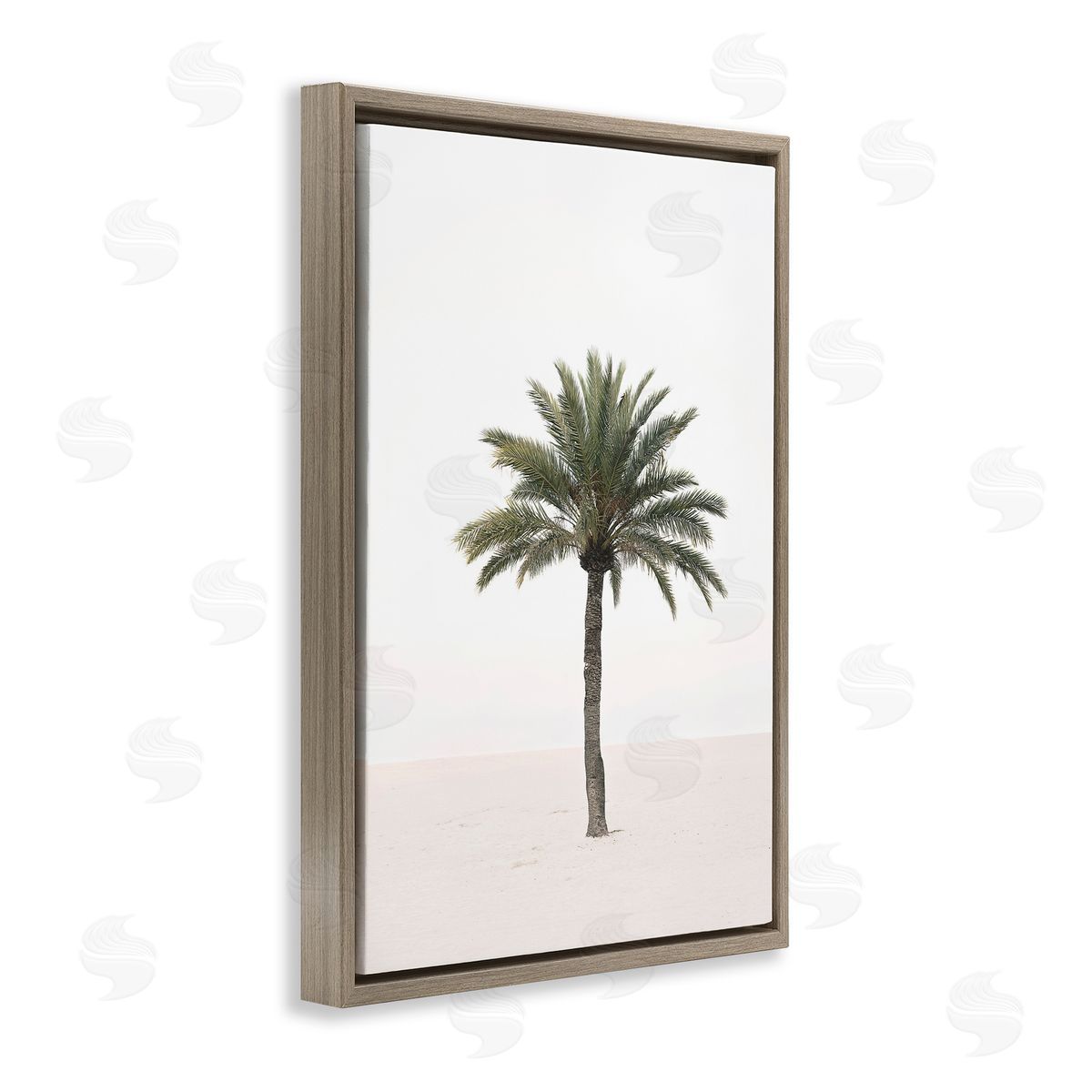 Sisi and Seb Simple Serene Lone Palm Brown Floating Frame Canvas Art Print