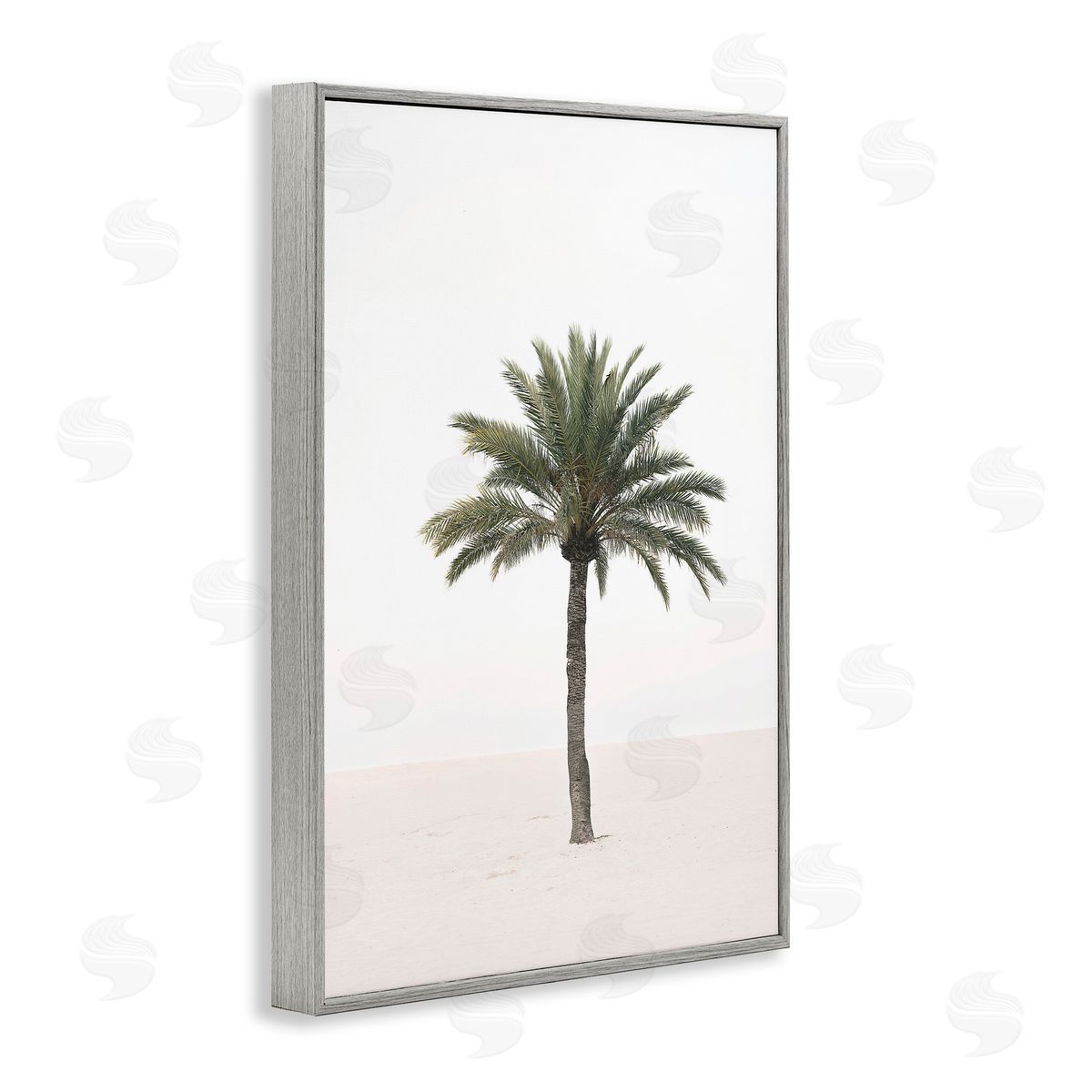 Sisi and Seb Simple Serene Lone Palm Gray Framed Giclee Art Print