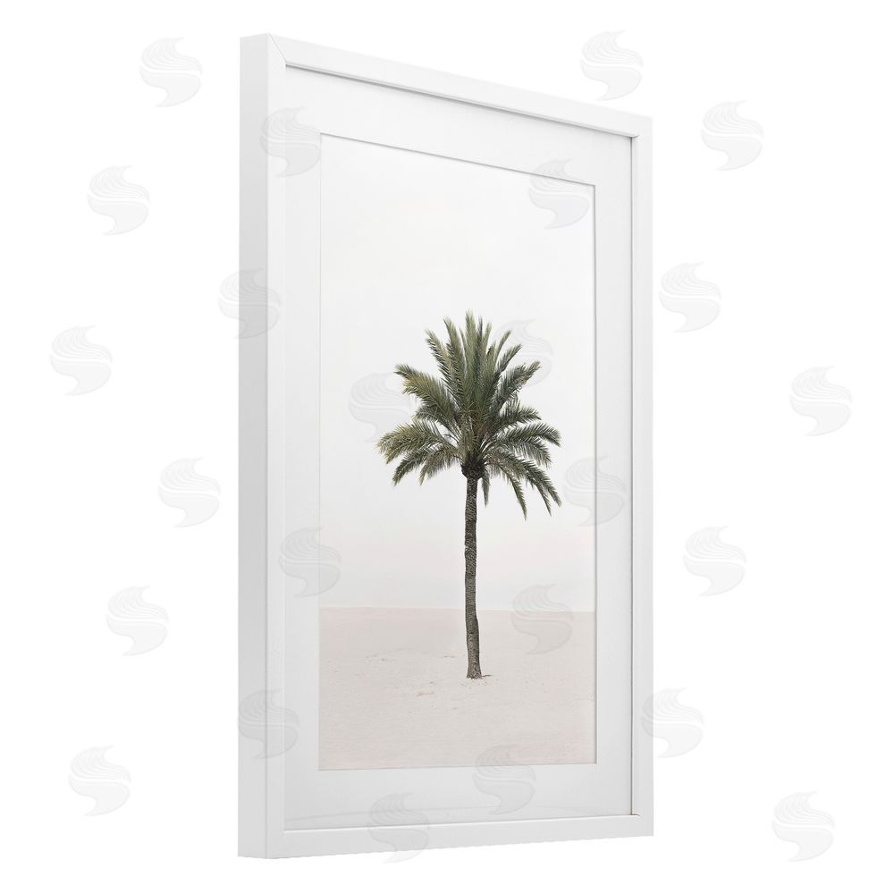 Sisi and Seb Simple Serene Lone Palm White Framed Print Under Glass Art