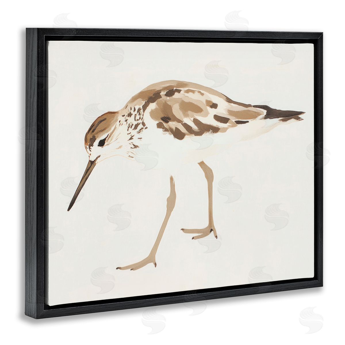 Sisi and Seb Sandpiper Shore Bird Minimalist Black Floating Frame Canvas Wall Art Print