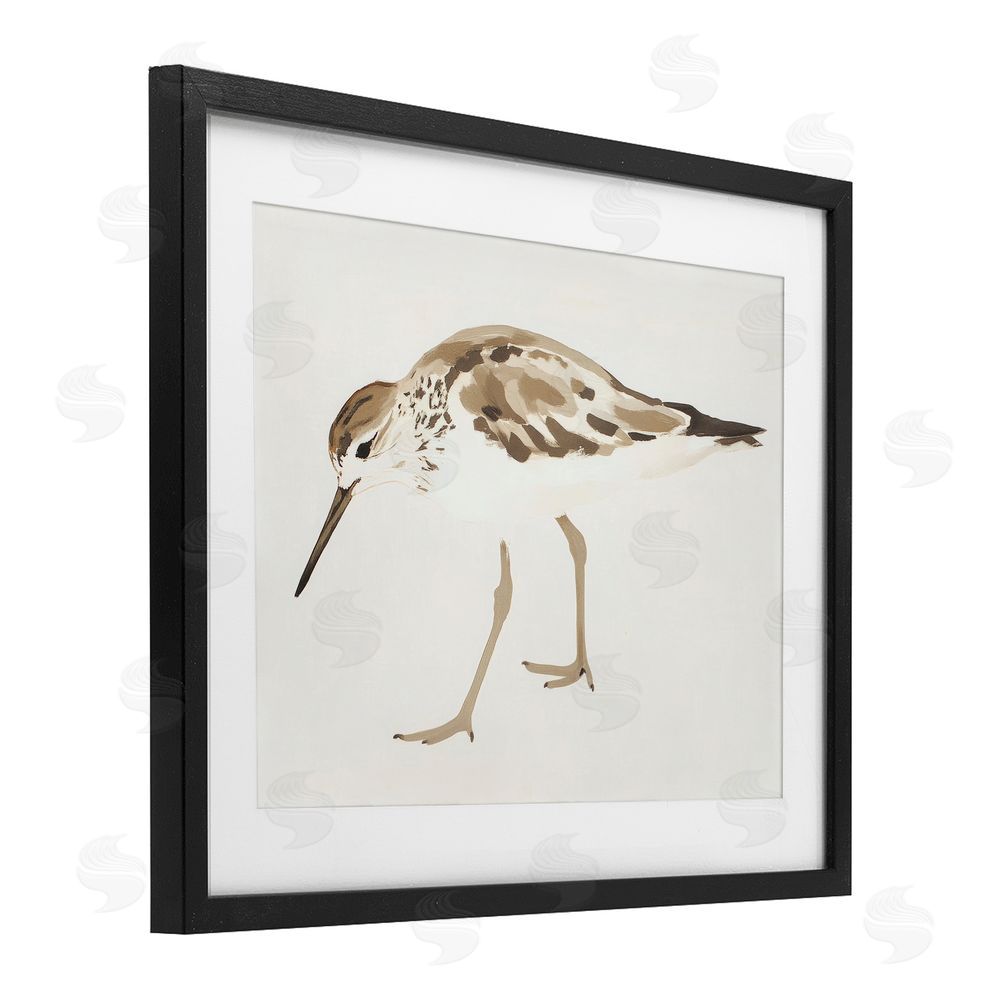 Sisi and Seb Sandpiper Shore Bird Minimalist Black Framed Print Under Glass Art
