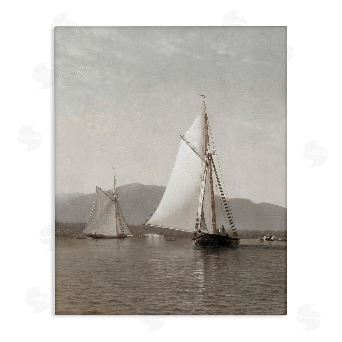 Riley B Soft Vintage Coastal Boat Canvas Wall Art Print