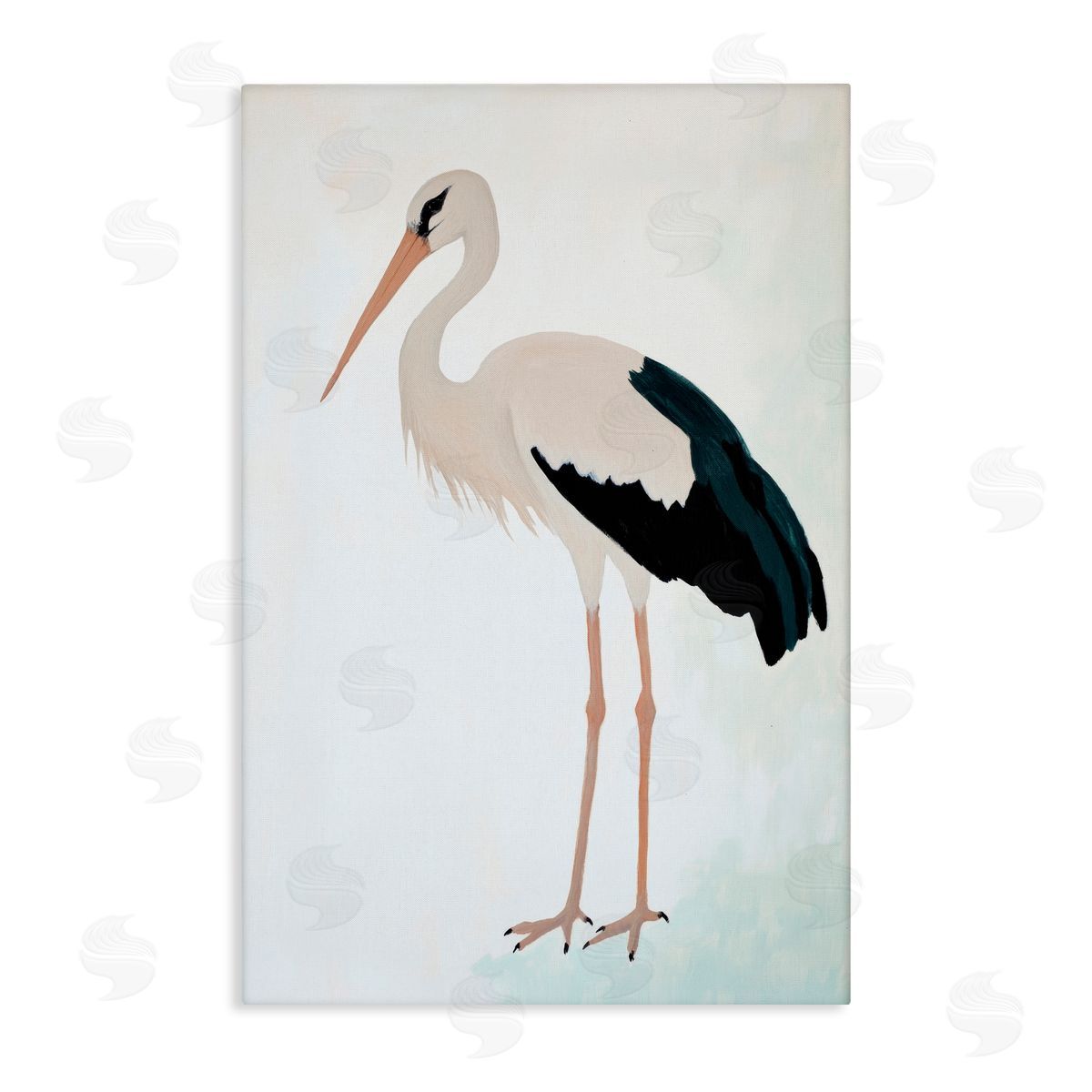 Sisi and Seb Minimalist Stork Simplicity Canvas Wall Art Print