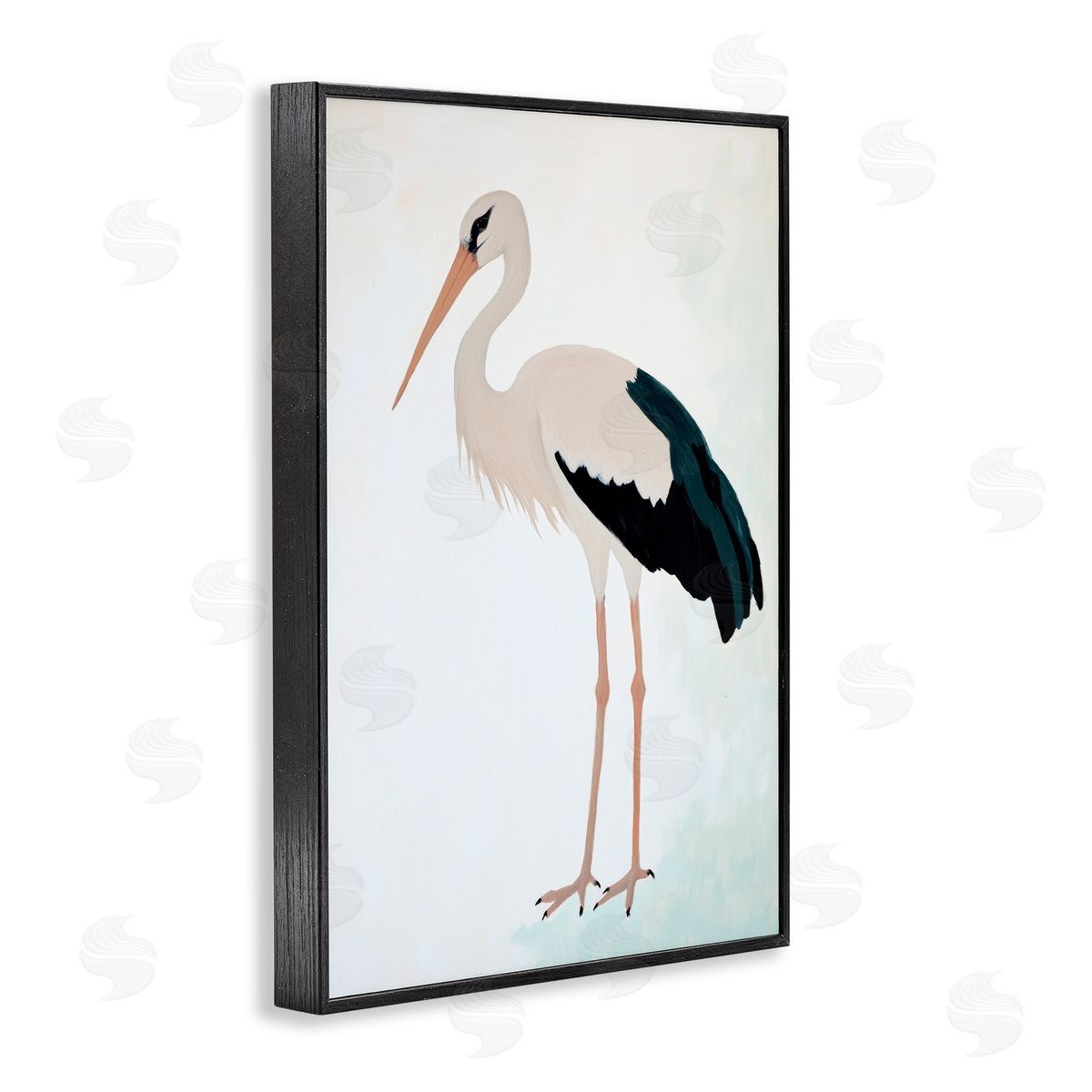 Sisi and Seb Minimalist Stork Simplicity Black Framed Giclee Art Print