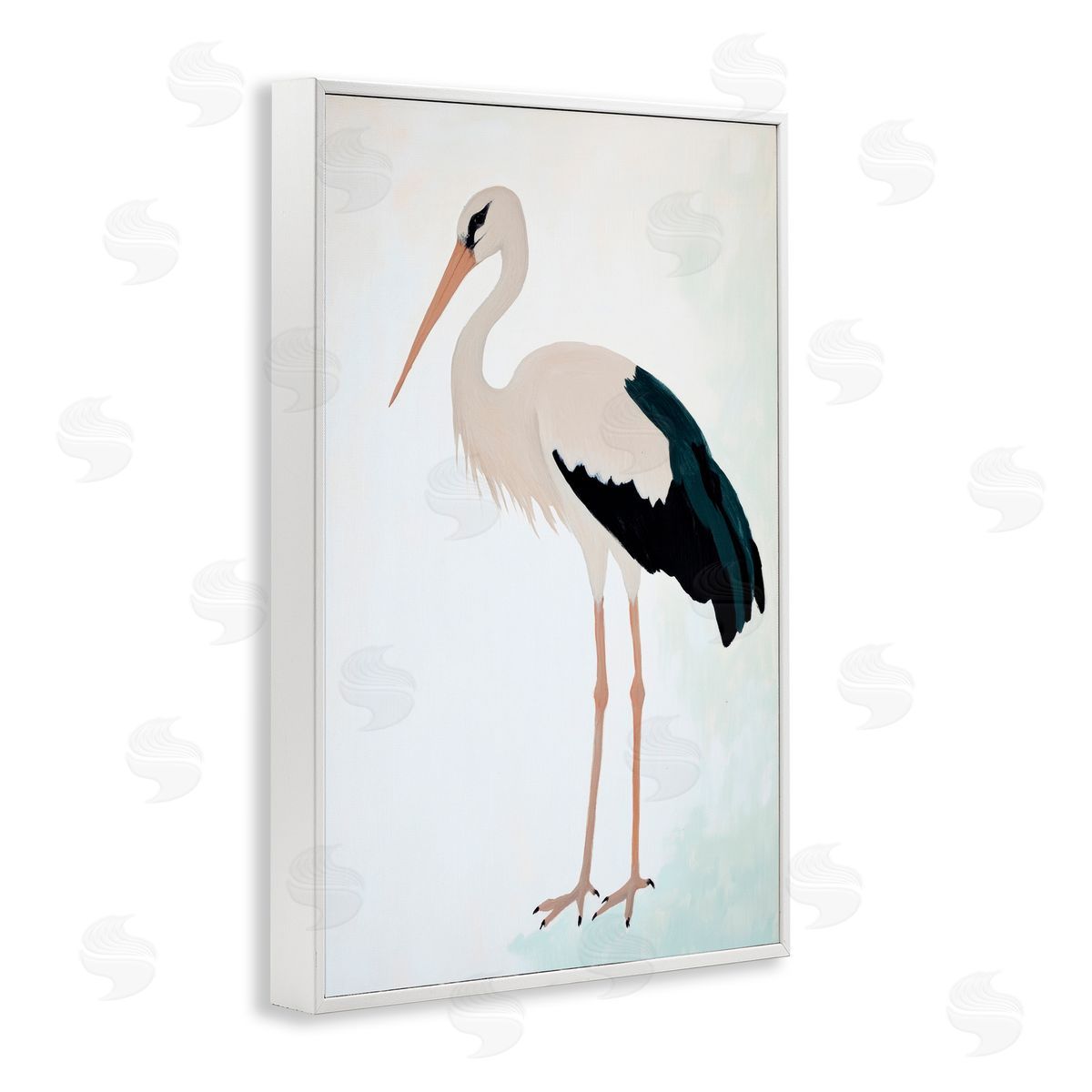 Sisi and Seb Minimalist Stork Simplicity White Frame Giclee Art Print