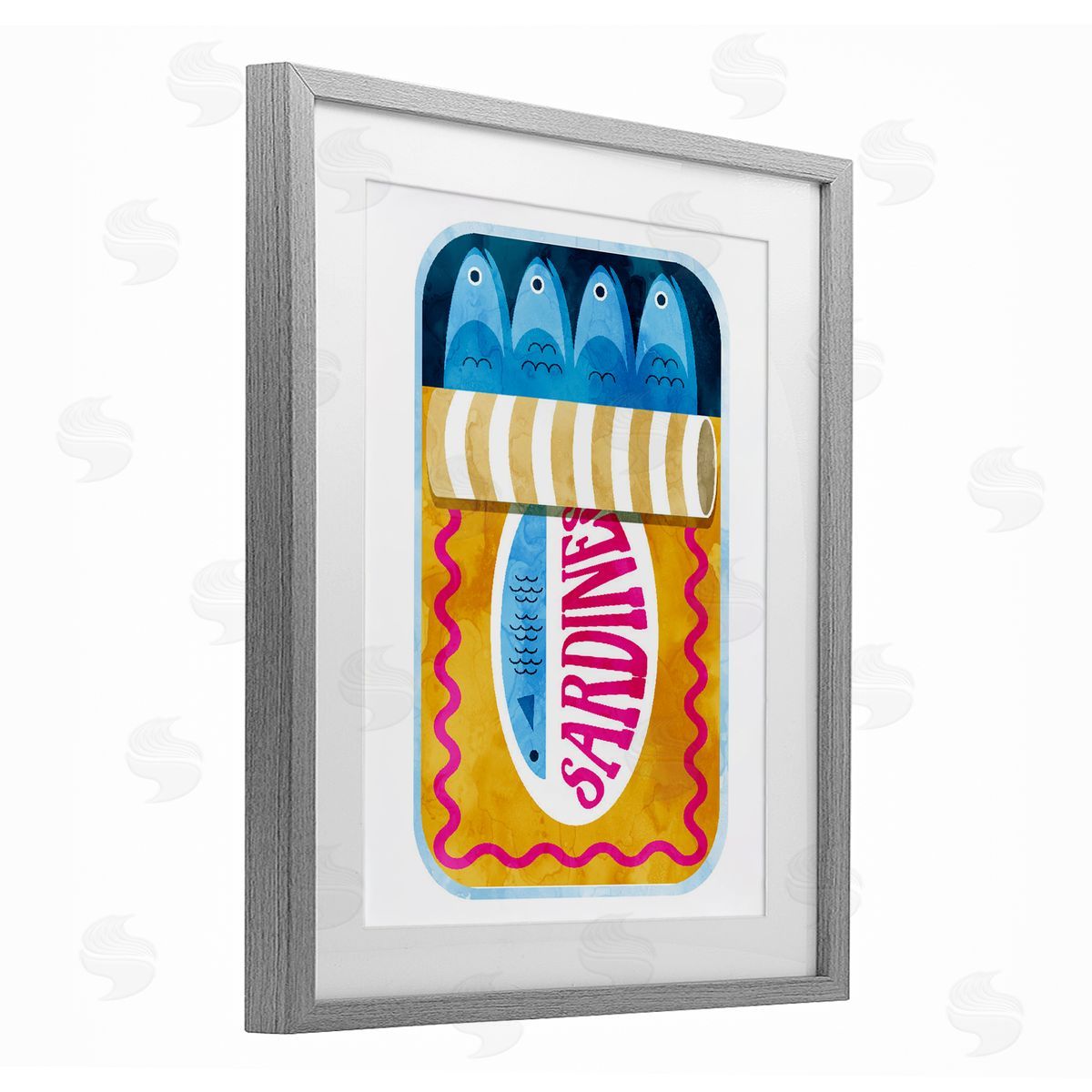 Lil' Rue Blue & Orange Canned Sardines Canvas Wall Art Print