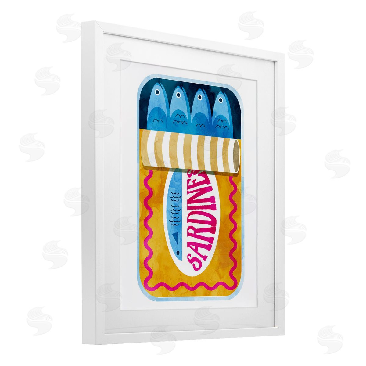 Lil' Rue Blue & Orange Canned Sardines Canvas Wall Art Print