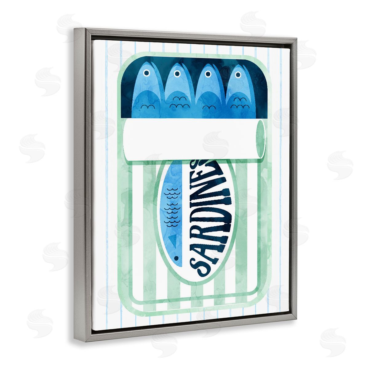 Lil' Rue Canned Sardines on Stripes Canvas Wall Art Print