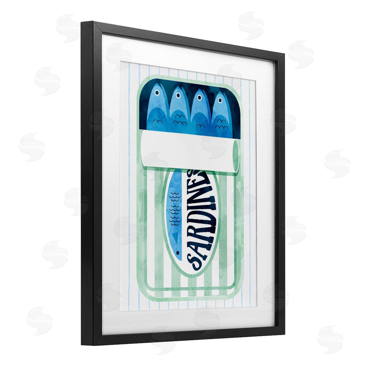 Lil' Rue Canned Sardines on Stripes Canvas Wall Art Print