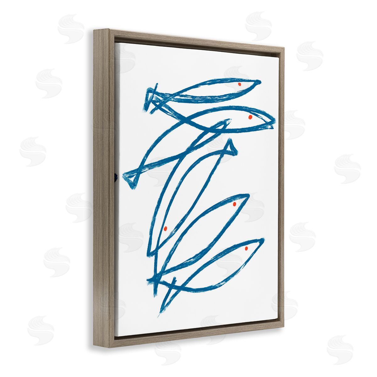 Lil' Rue Minimalist Fish Outline Canvas Wall Art Print