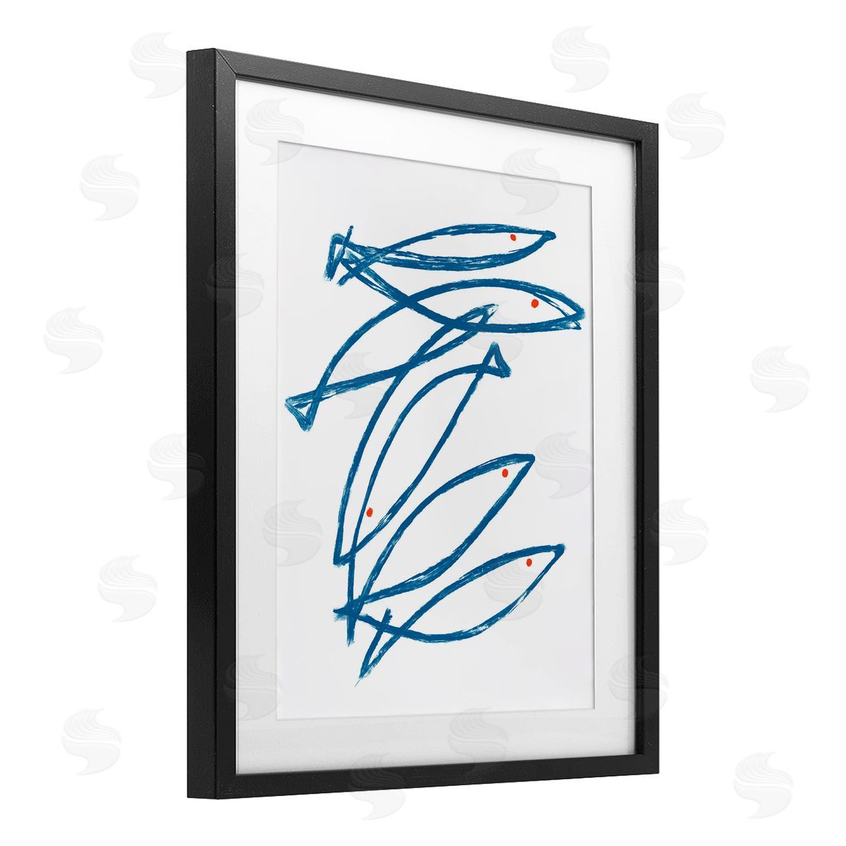 Lil' Rue Minimalist Fish Outline Canvas Wall Art Print
