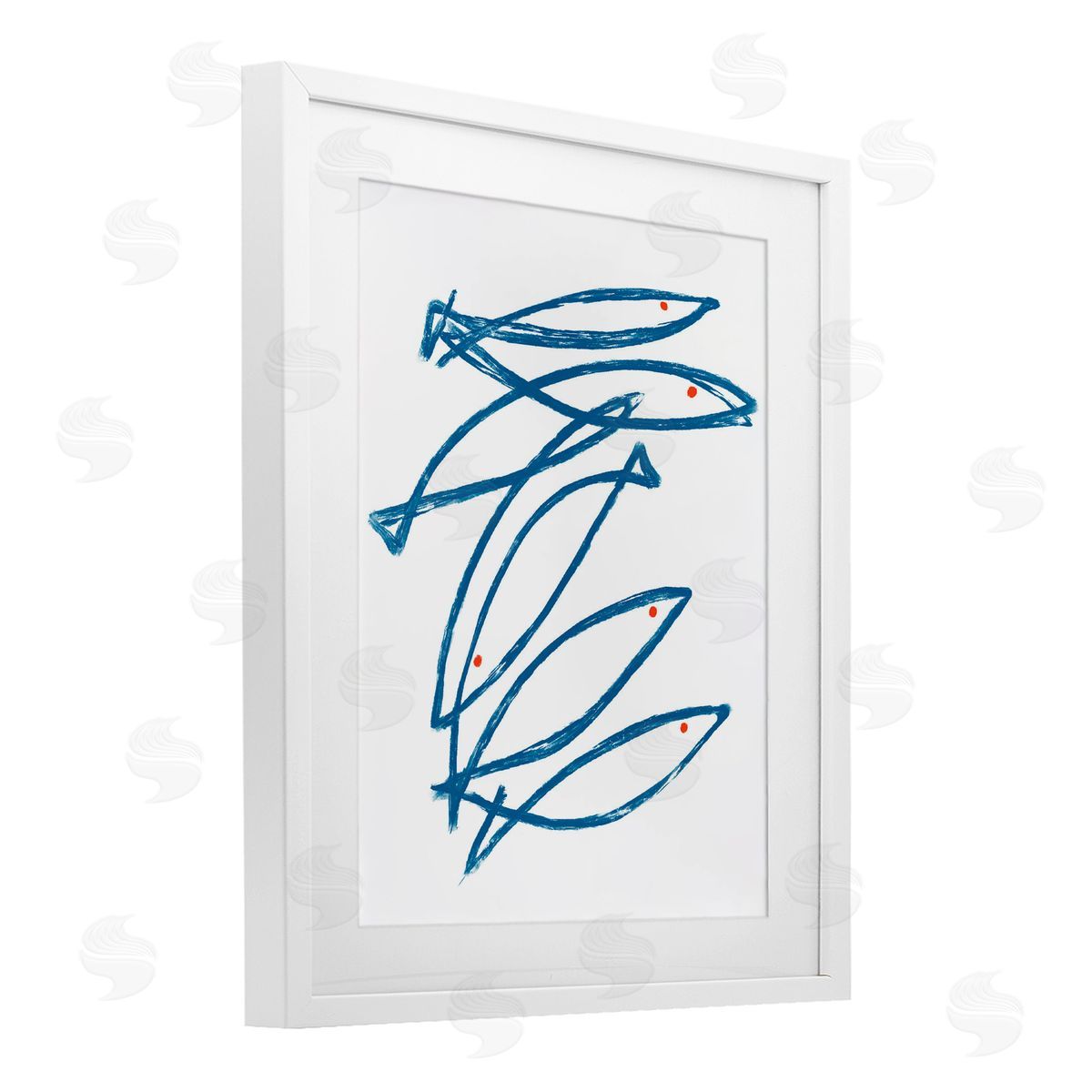 Lil' Rue Minimalist Fish Outline Canvas Wall Art Print