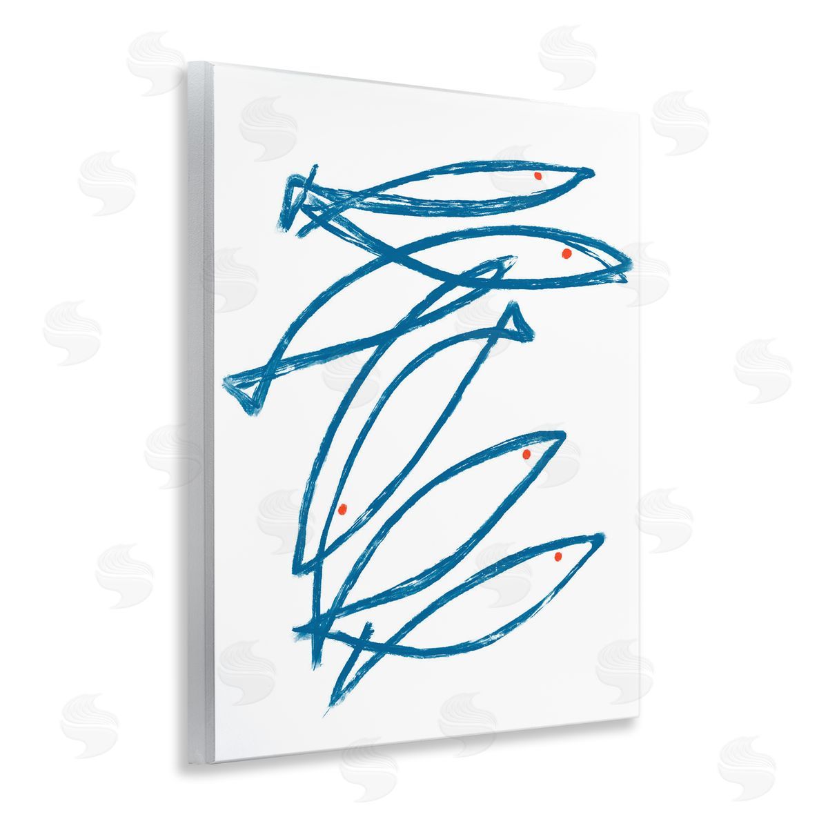 Lil' Rue Minimalist Fish Outline Canvas Wall Art Print