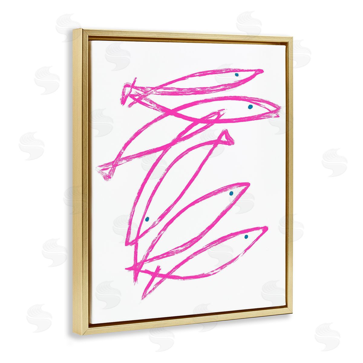 Lil' Rue Minimalist Pink Fish Canvas Wall Art Print