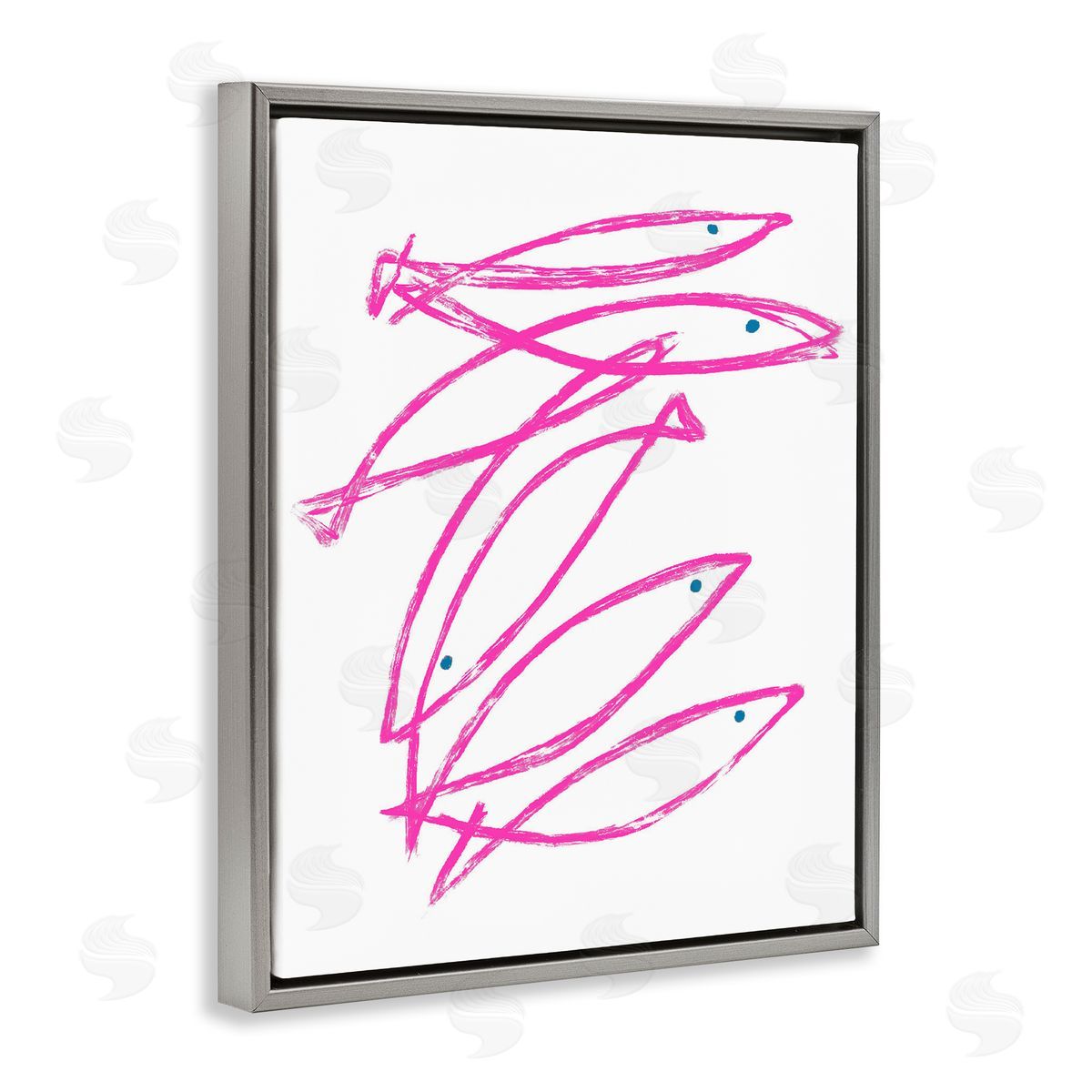Lil' Rue Minimalist Pink Fish Canvas Wall Art Print
