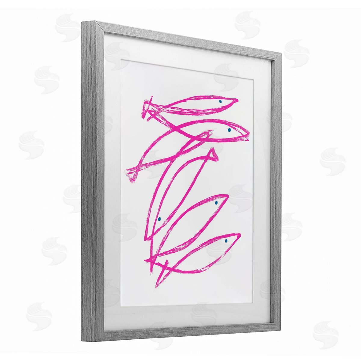 Lil' Rue Minimalist Pink Fish Canvas Wall Art Print
