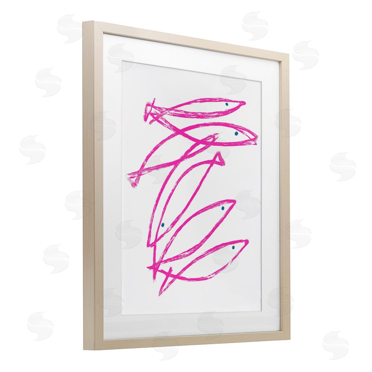 Lil' Rue Minimalist Pink Fish Canvas Wall Art Print