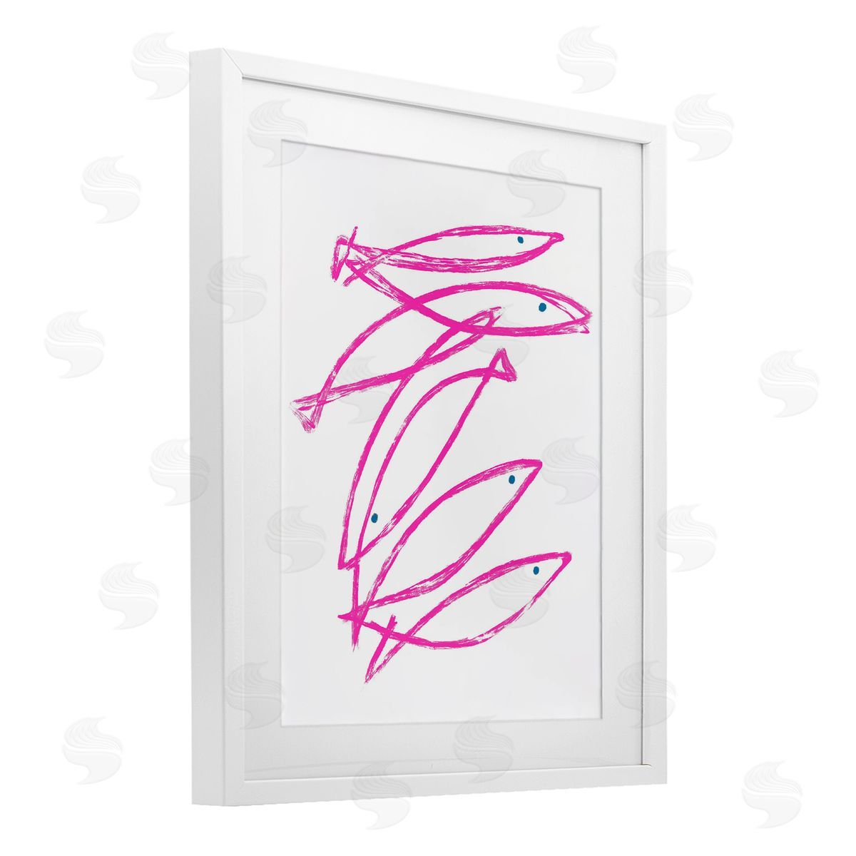 Lil' Rue Minimalist Pink Fish Canvas Wall Art Print