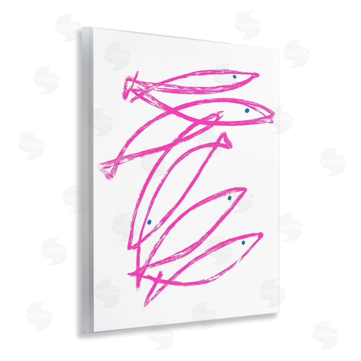 Lil' Rue Minimalist Pink Fish Canvas Wall Art Print