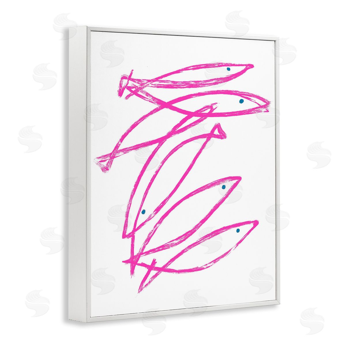 Lil' Rue Minimalist Pink Fish Canvas Wall Art Print