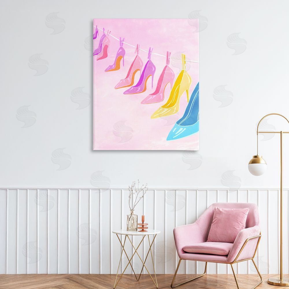 Ziwei Li High Heels On Clothesline Printed Wall Art in Room