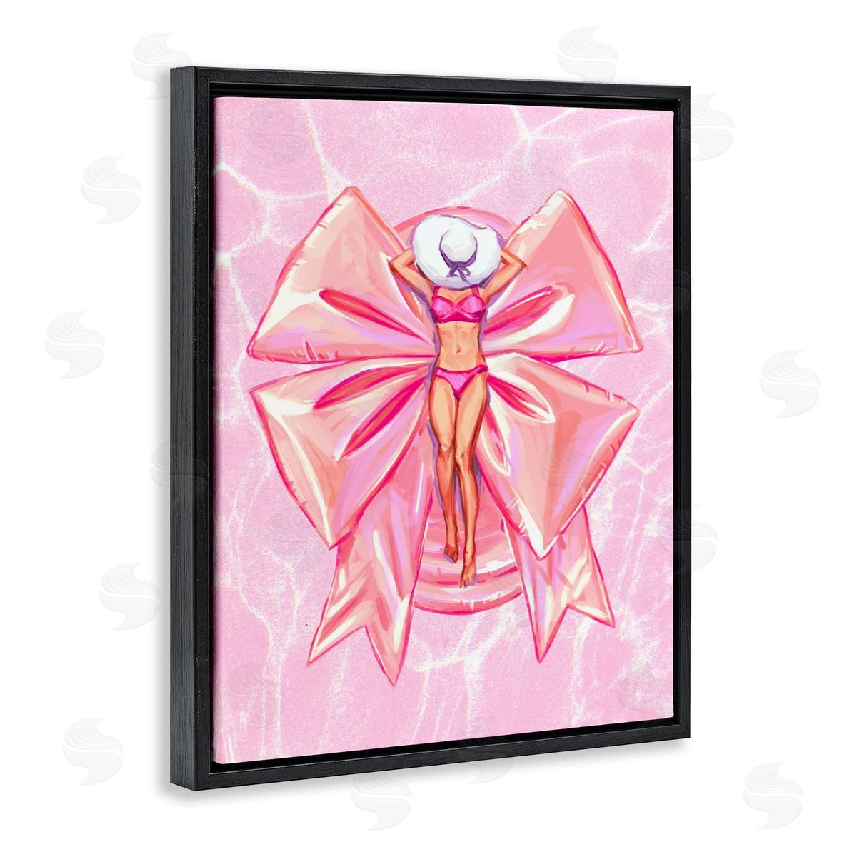 Ziwei Li Feminine Ribbon Pool Float Black Floating Frame Canvas Wall Art Print
