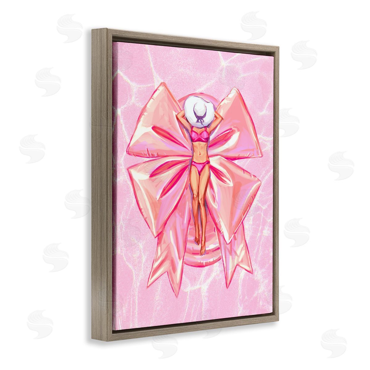 Ziwei Li Feminine Ribbon Pool Float Brown Floating Frame Canvas Art Print