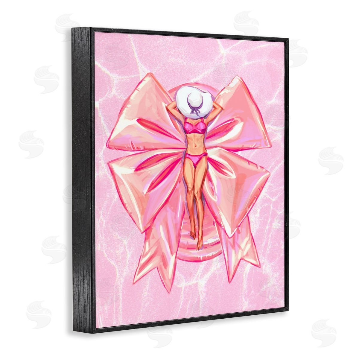 Ziwei Li Feminine Ribbon Pool Float Black Framed Giclee Art Print