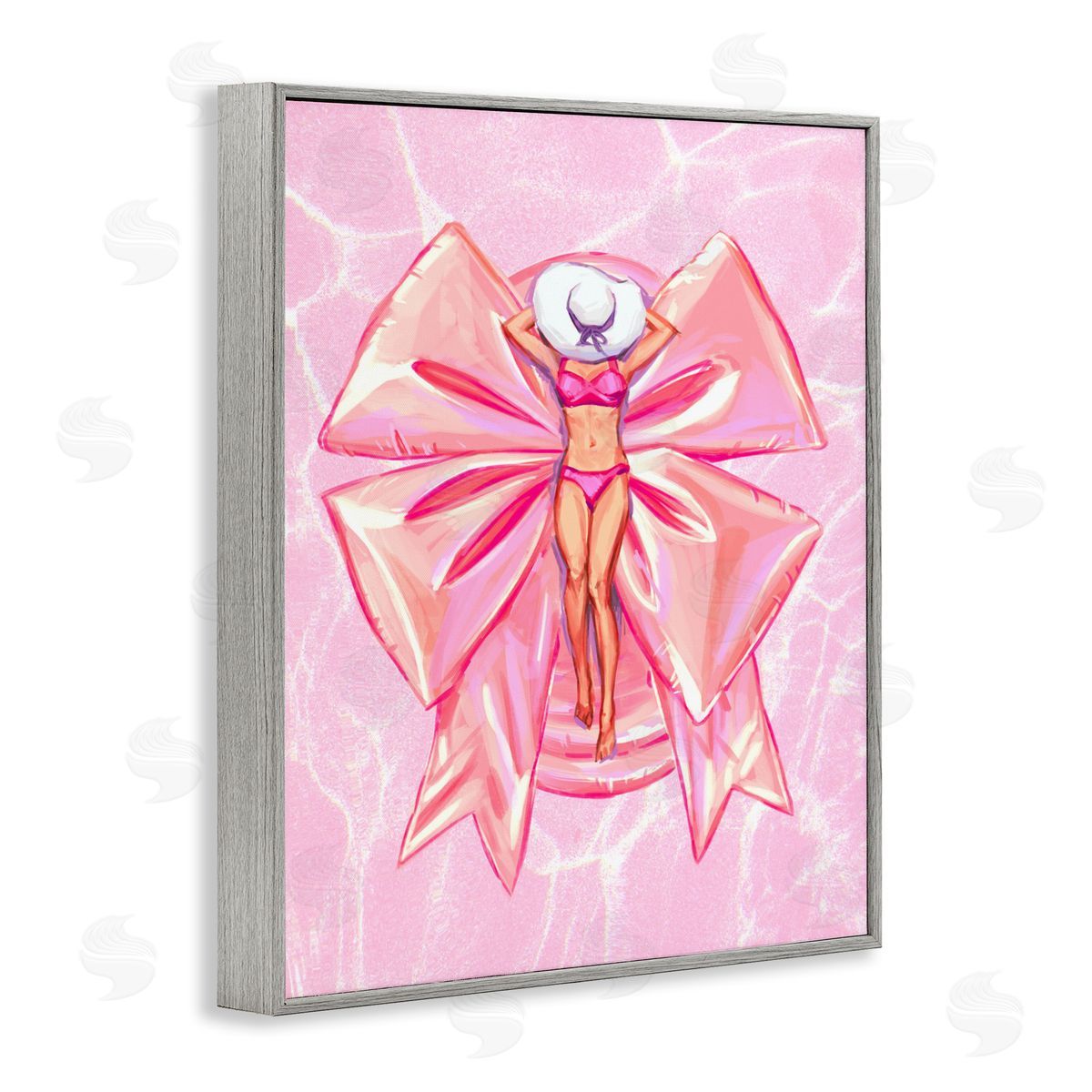 Ziwei Li Feminine Ribbon Pool Float Gray Framed Giclee Art Print