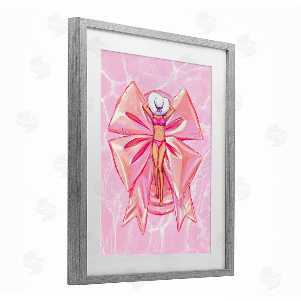 Ziwei Li Feminine Ribbon Pool Float Gray Framed Print Under Glass Art