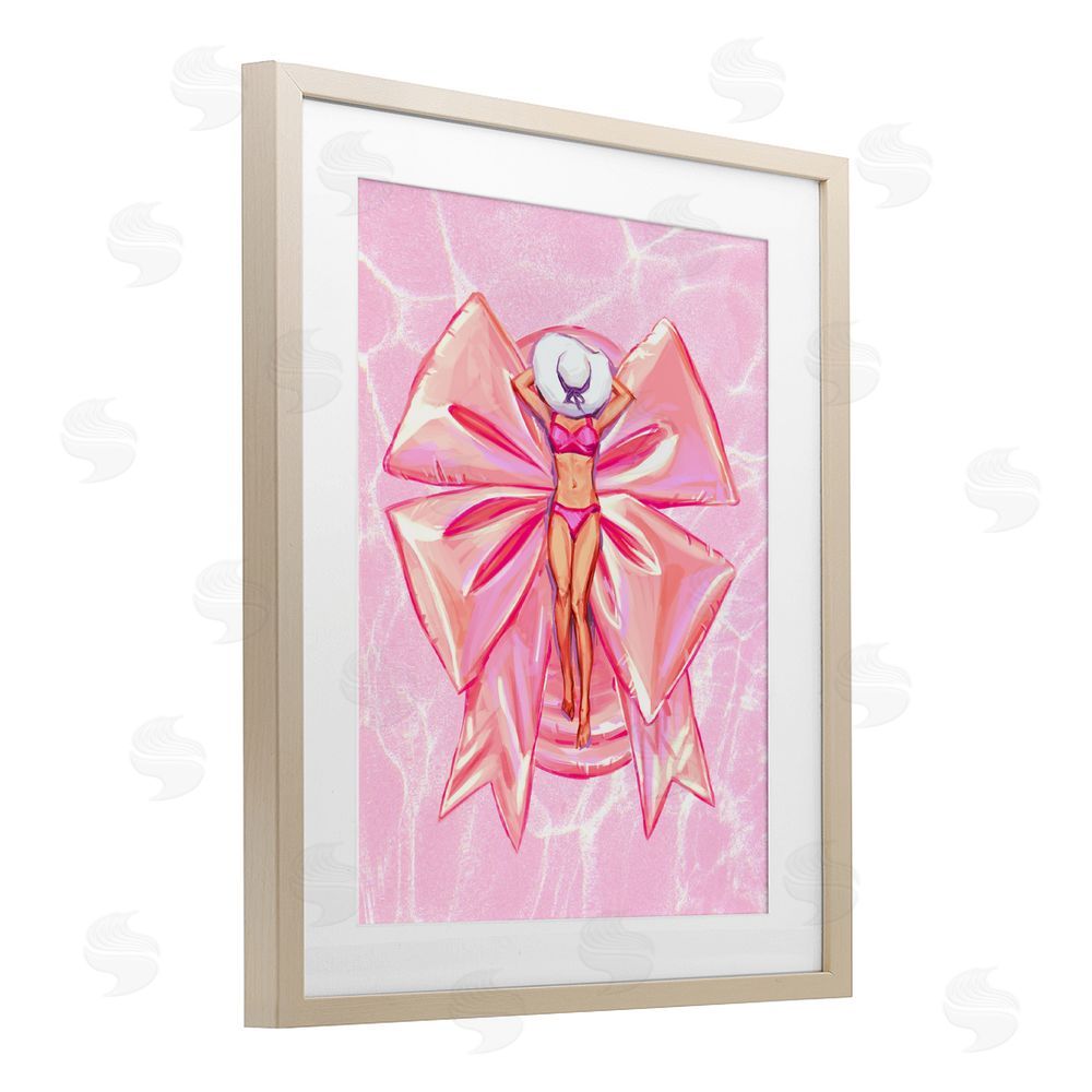 Ziwei Li Feminine Ribbon Pool Float Birch Framed Print Under Glass Art