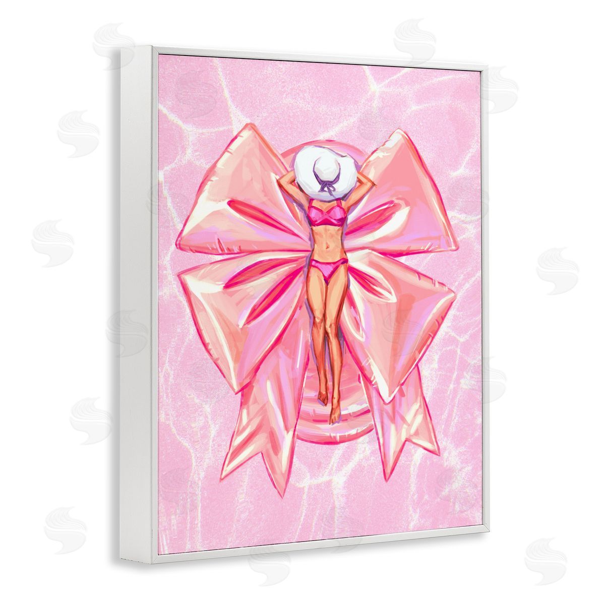 Ziwei Li Feminine Ribbon Pool Float White Frame Giclee Art Print