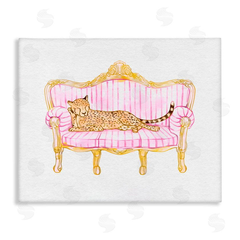 Ziwei Li | Sleeping Leopard on Striped Sofa