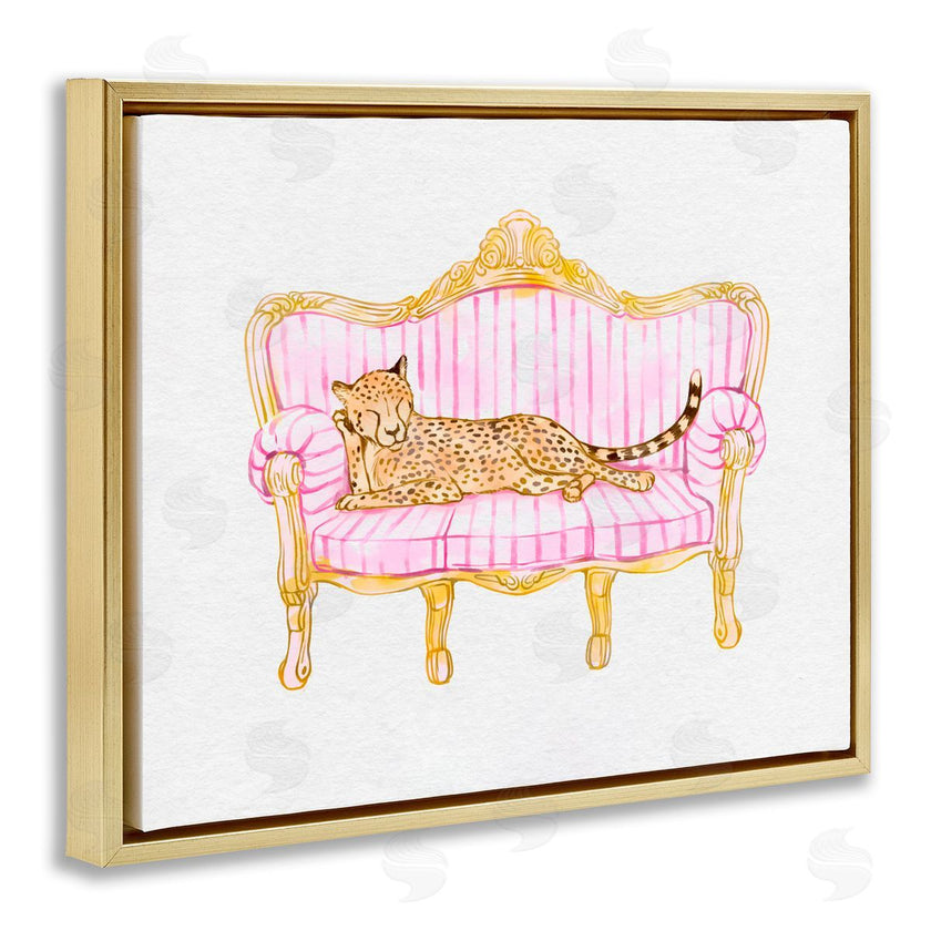 Ziwei Li | Sleeping Leopard on Striped Sofa