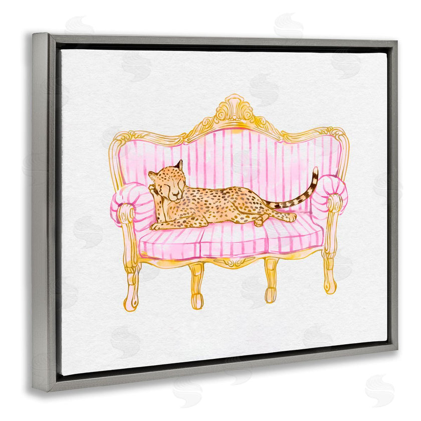 Ziwei Li | Sleeping Leopard on Striped Sofa