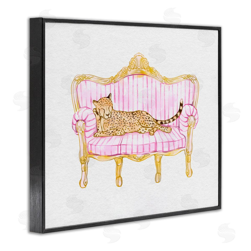 Ziwei Li | Sleeping Leopard on Striped Sofa