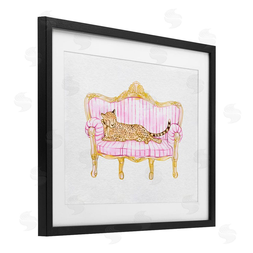 Ziwei Li | Sleeping Leopard on Striped Sofa