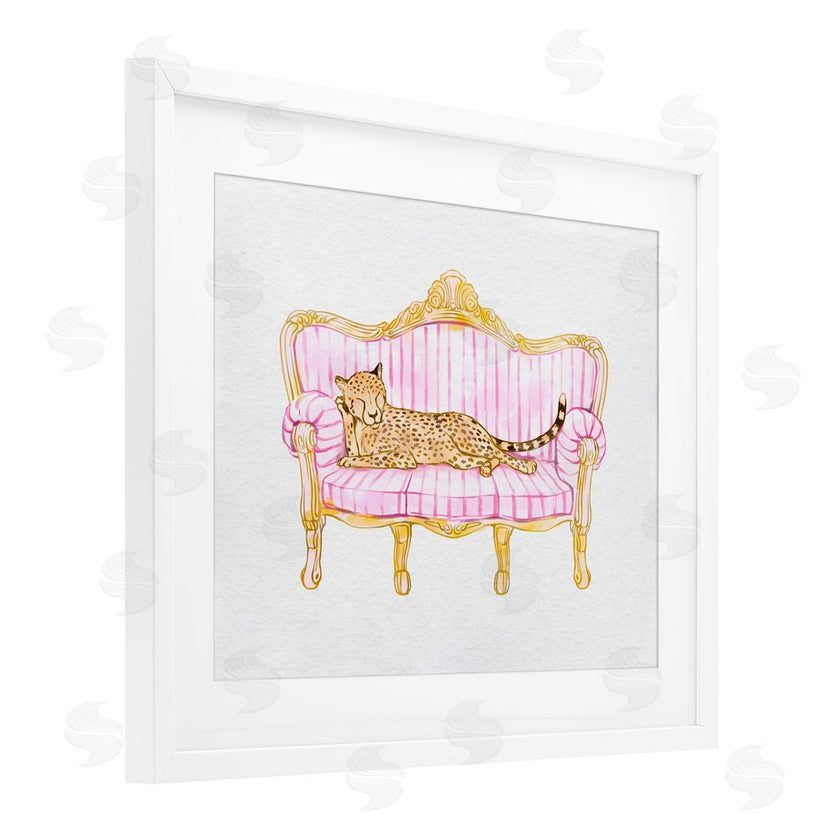 Ziwei Li | Sleeping Leopard on Striped Sofa