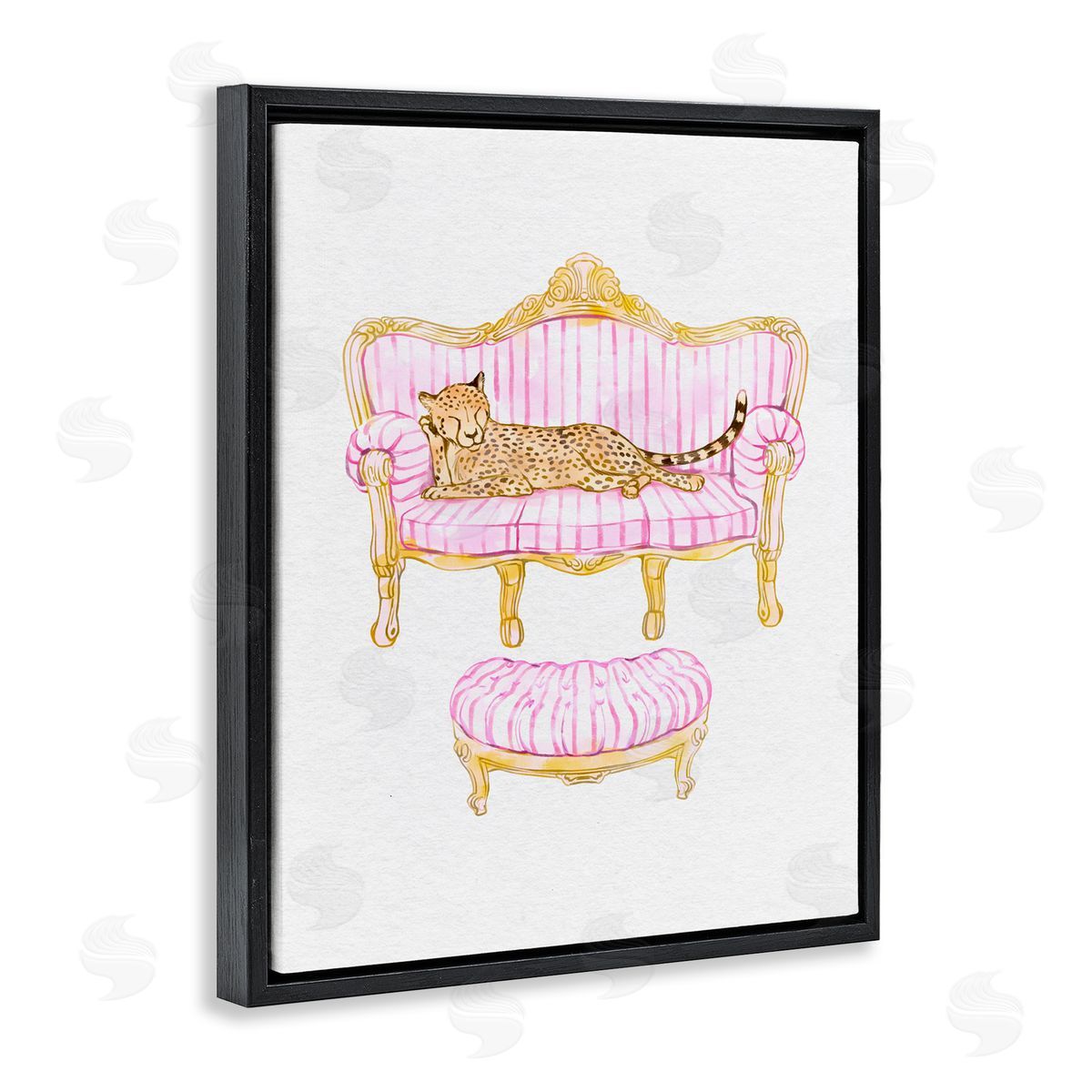 Ziwei Li Cheetah Resting Stylish Furniture Black Floating Frame Canvas Wall Art Print