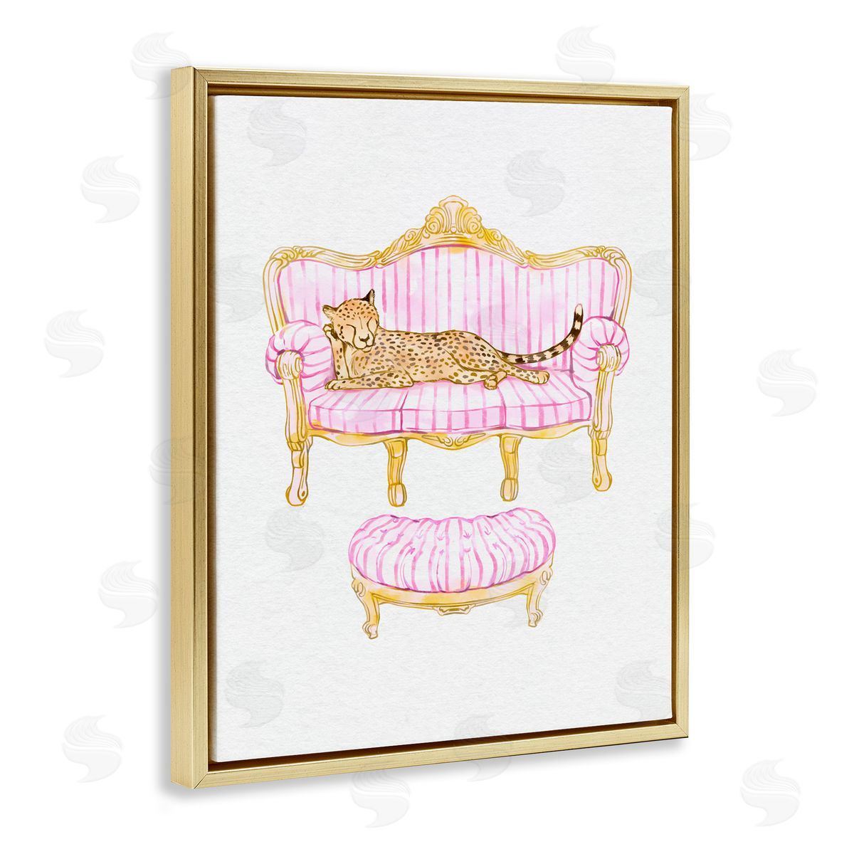 Ziwei Li Cheetah Resting Stylish Furniture Gold Floating Frame Canvas Art Print