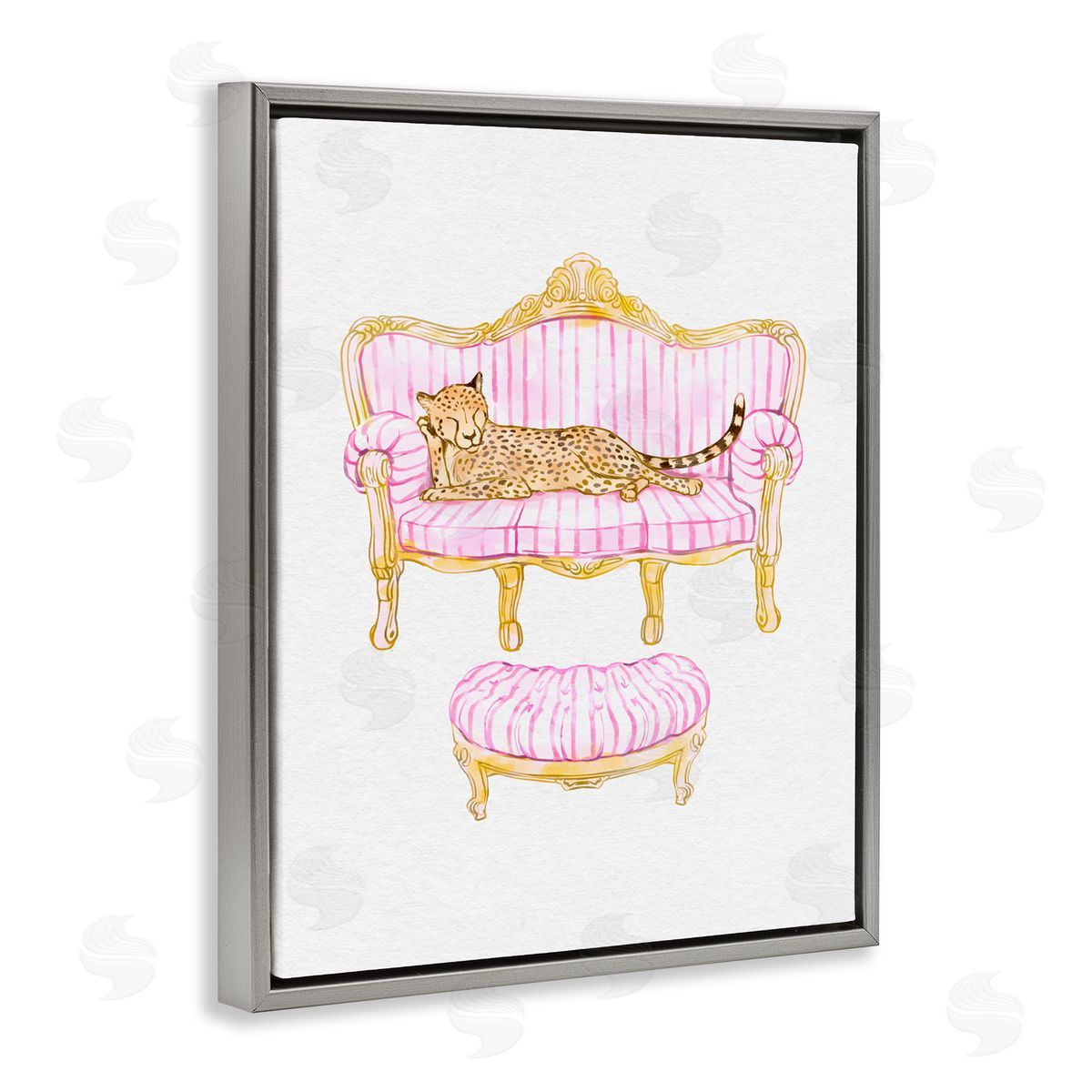 Ziwei Li Cheetah Resting Stylish Furniture Gray Floating Frame Canvas Art Print