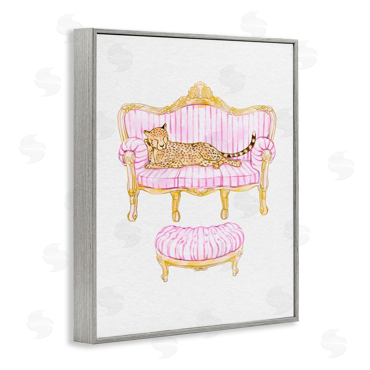 Ziwei Li Cheetah Resting Stylish Furniture Gray Framed Giclee Art Print