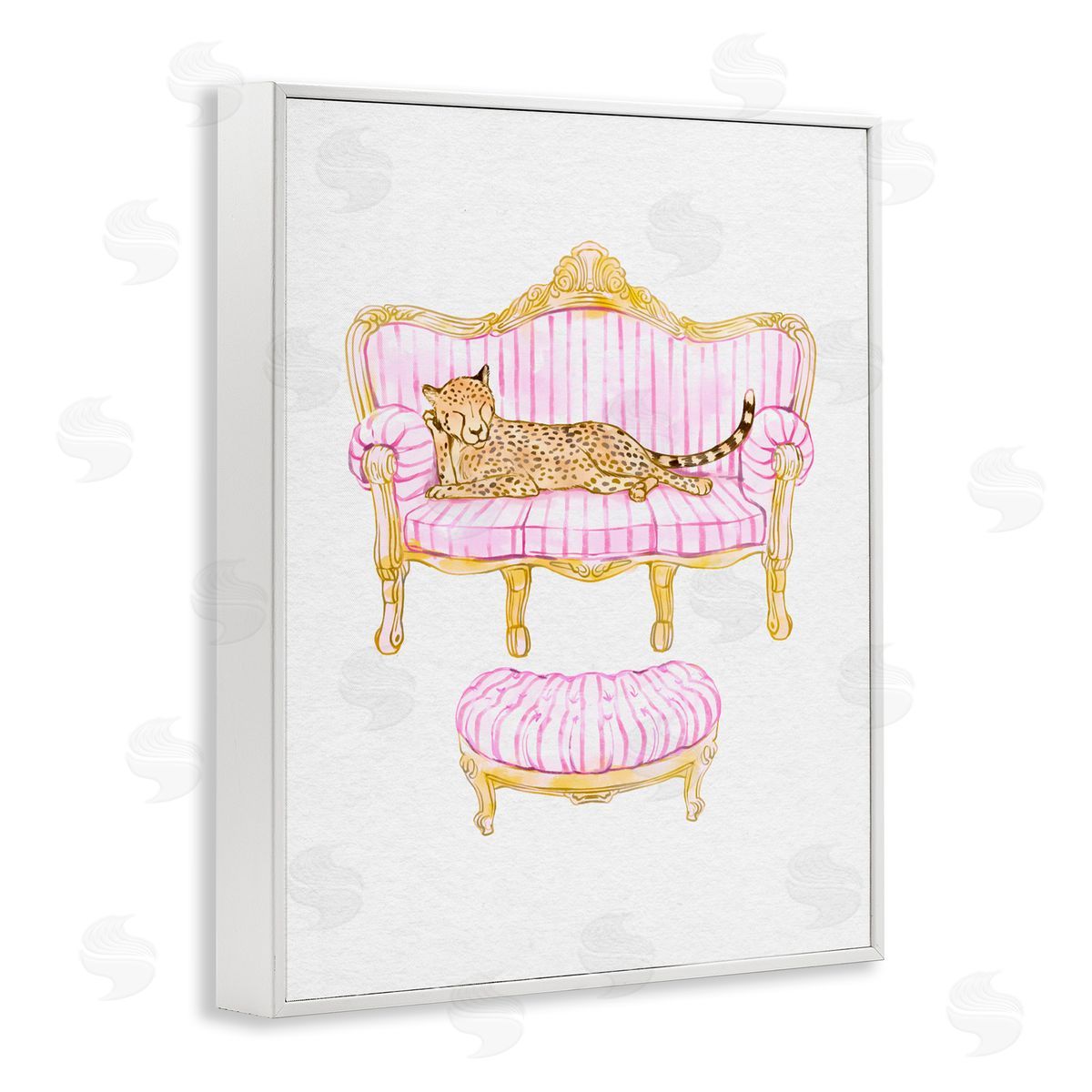 Ziwei Li Cheetah Resting Stylish Furniture White Frame Giclee Art Print