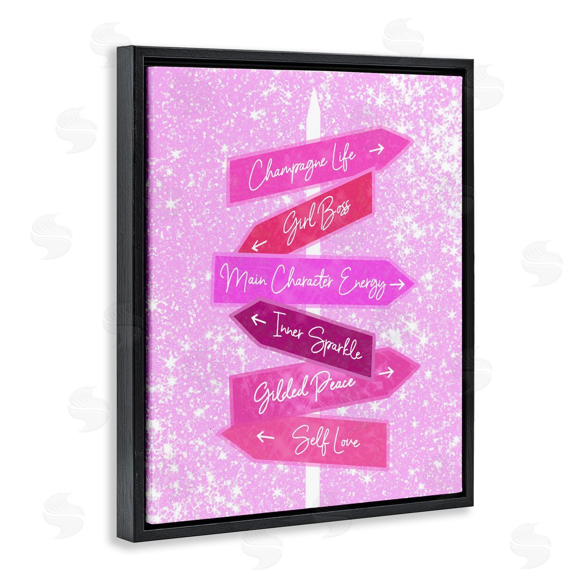 Ziwei Li Confident Glam Sign Posts Black Floating Frame Canvas Wall Art Print